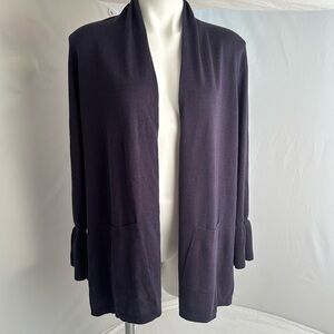 Repeat Cashmere navy blue cotton viscose blend soft lightweight open cardigan